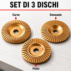Set di 3 Dischi Abrasivi per Legno – Sgrossatura, Sagomatura e Finitura