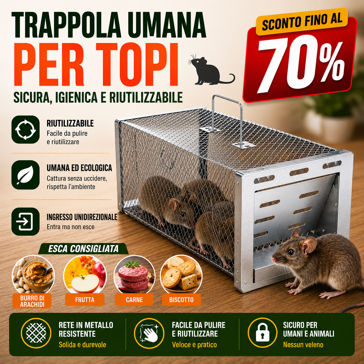 BestSeller™ - Gabbia Trappola Umana Per Topi, Mouse E Scoiattoli Vivi