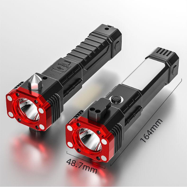 Torcia LED Super Luminosa 4in1 di Emergenza – Rompivetro, Taglia Cintura, Power Bank