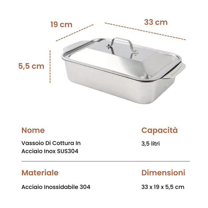 Vassoio Di Cottura In Acciaio Inox SUS304 Per Pentole Calde, Pesce Al Vapore, Cottura Al Forno E Conservazione Degli Alimenti