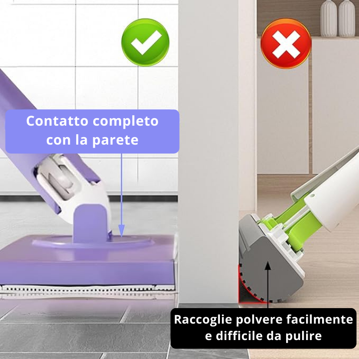Mop con Cambio del Panno, Design del Manico a Spinta-Tiro con Asciugamano Monouso (LTT)