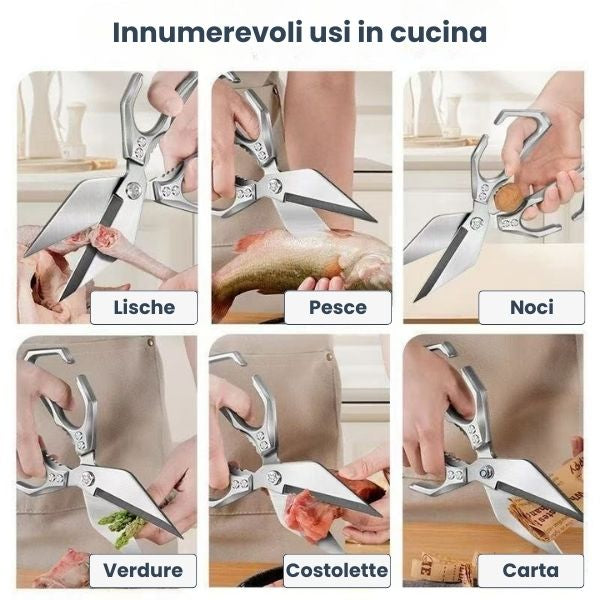 Grandi forbici con lama a forma di diamante, realizzate in solido acciaio inossidabile importato dalla Germania