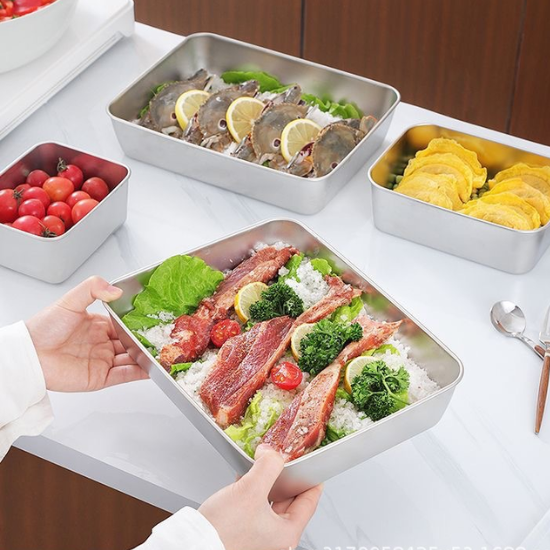 🌈 Scatola per la conservazione degli alimenti in acciaio inossidabile 304 (25*20*6 cm)