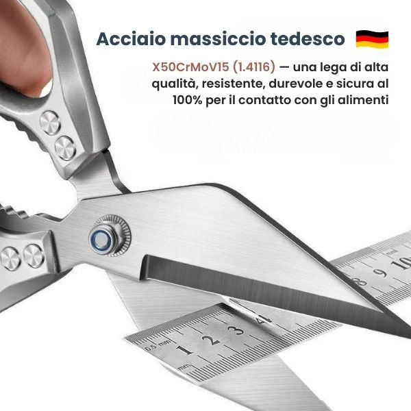 Grandi forbici con lama a forma di diamante, realizzate in solido acciaio inossidabile importato dalla Germania