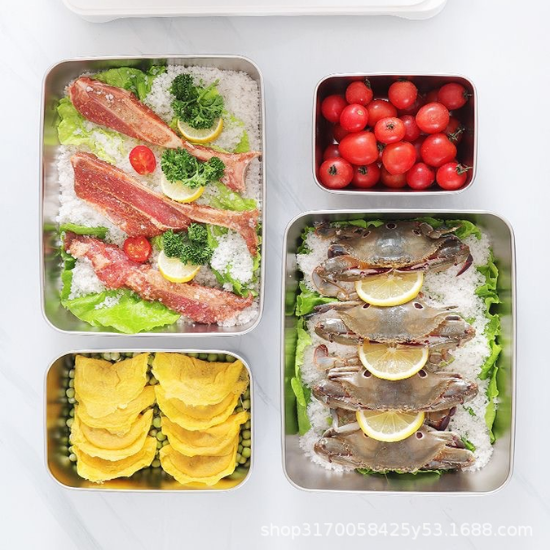 🌈 Scatola per la conservazione degli alimenti in acciaio inossidabile 304 (25*20*6 cm)