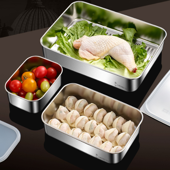 [SET 6 + 🎁3 Gratis] Vassoio per alimenti in acciaio inossidabile 304 (25*20*6 cm)