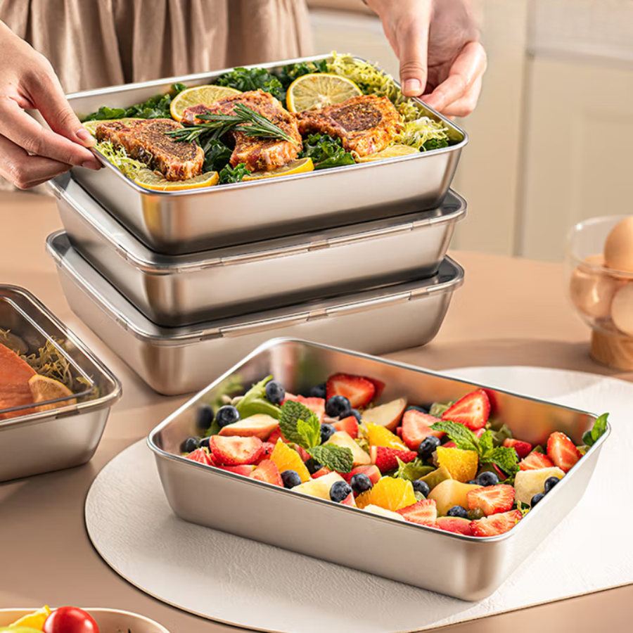 🇮🇹 Contenitore per alimenti da 2000 ml in acciaio inox tedesco massiccio 304