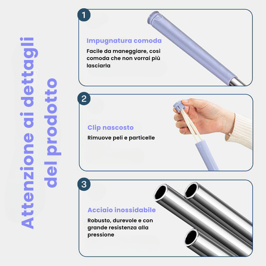 Mop con Cambio del Panno, Design del Manico a Spinta-Tiro con Asciugamano Monouso (LTT)