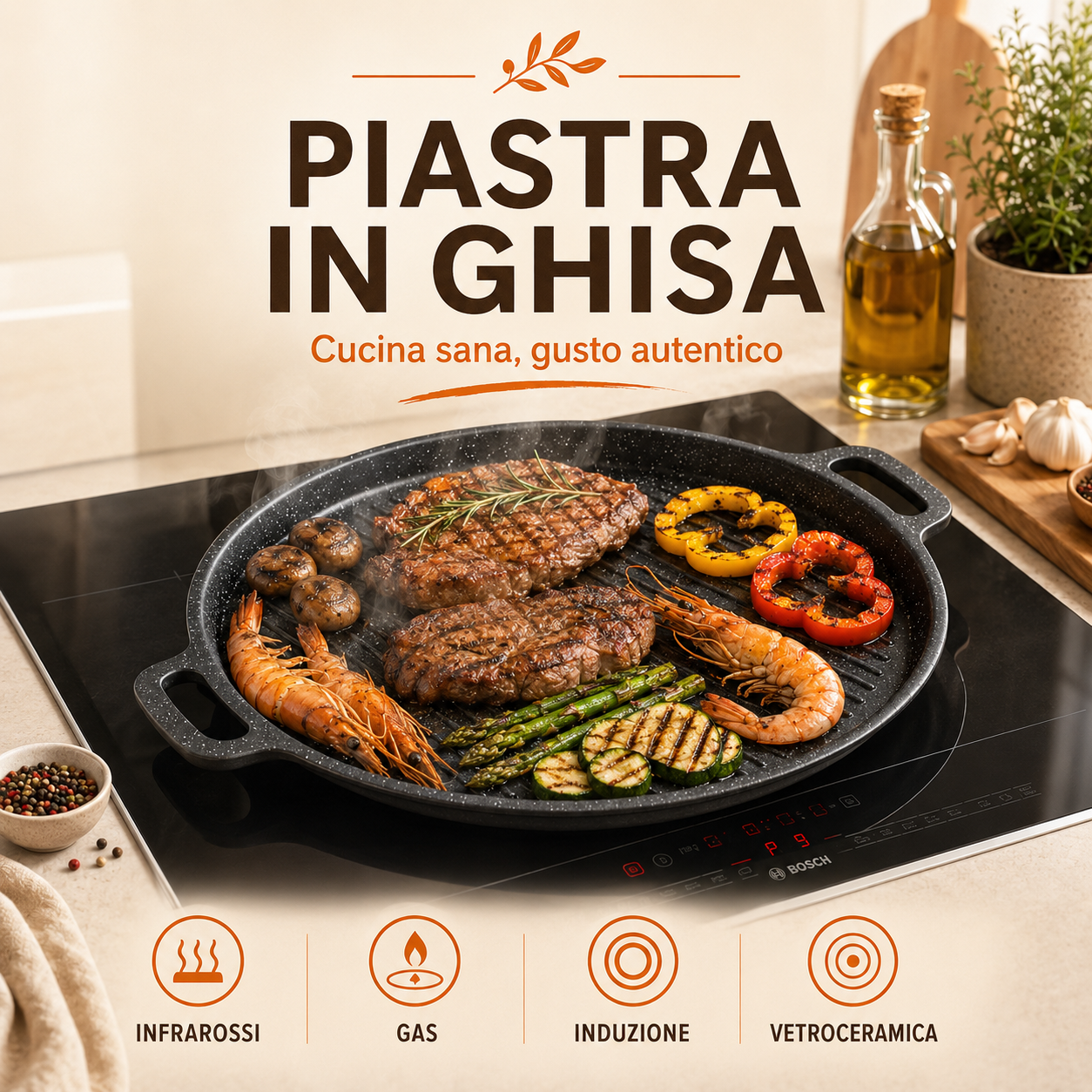 Padella Antiaderente in Pietra Maifan 6 Strati – Senza PFOA | Tutti i Piani Cottura