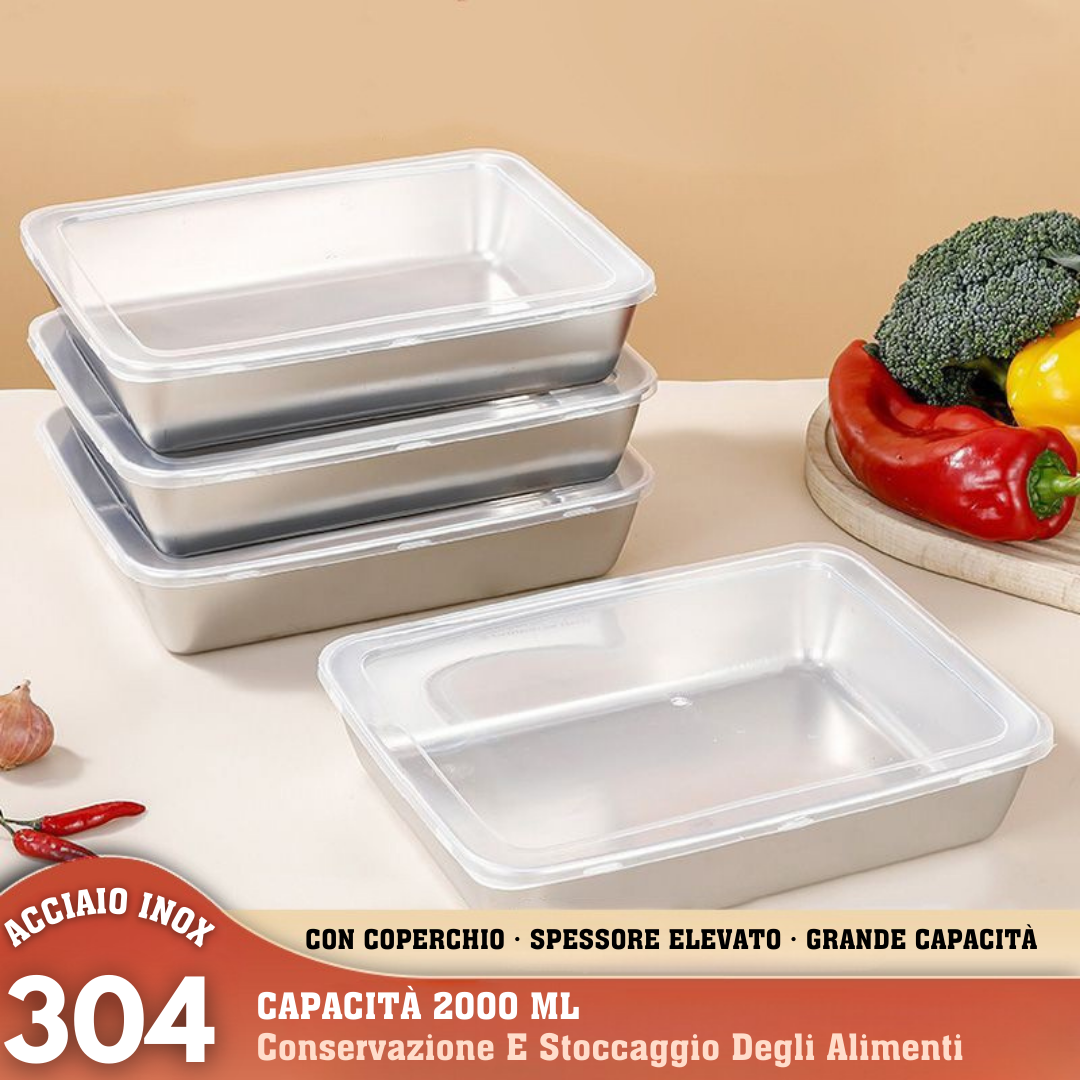 🛍️SUPER OFFERTA | Contenitore Per Alimenti Da 2000 ML In Acciaio Inox Tedesco Massiccio 304