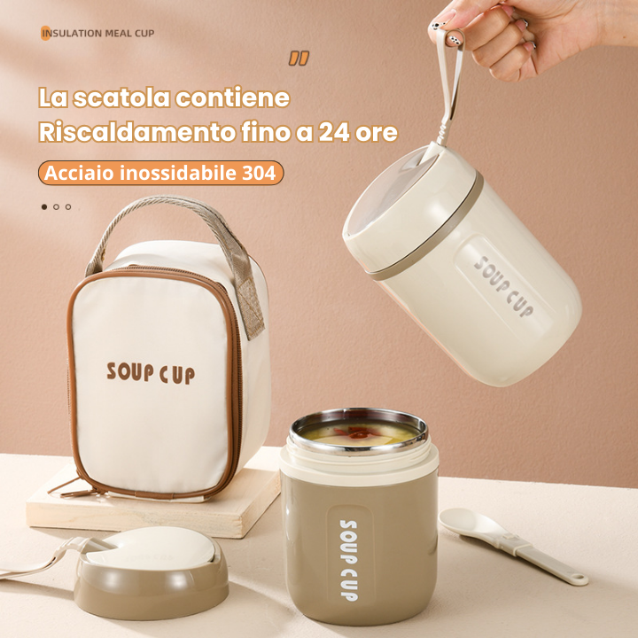 Contenitore per alimenti isolato in acciaio inossidabile da 600 ml con coperchio