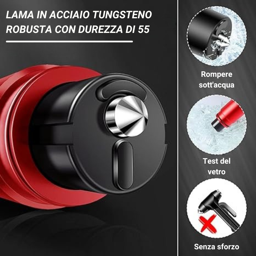 Strumento di fuga rapida per rompere il finestrino dell'auto