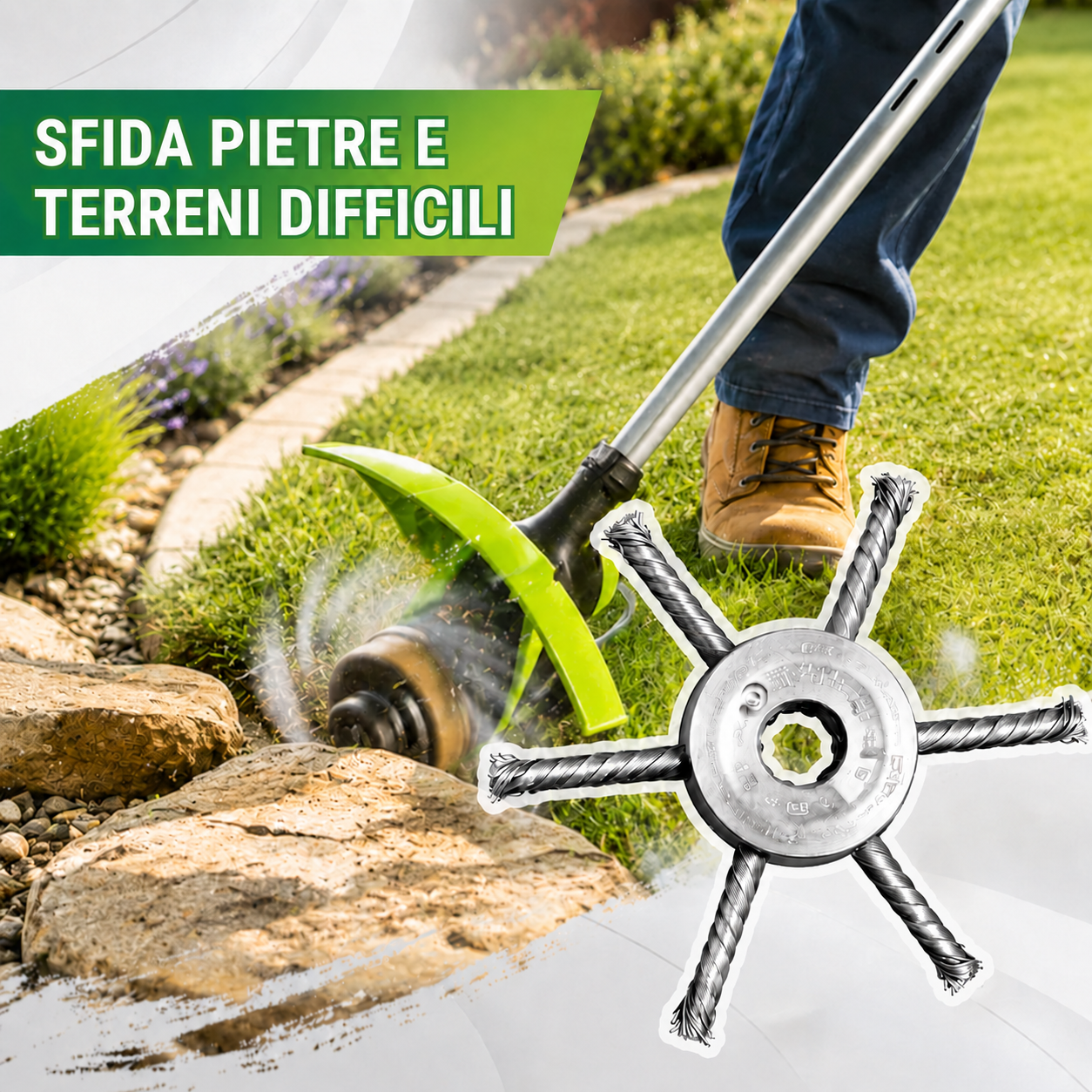 Testina per Decespugliatore Universale — 6 Lame in Acciaio al Carbonio Temprato | Durata 10 Anni