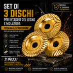 ✦Set Da 3 Dischi Da Smerigliatura In Acciaio Al Carbonio Per Legno | Piatto - Curvo - Inclinato