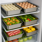 Vassoio in Acciaio Inox 304 con Coperchio — 2100 ml | Mantiene Fresco 1 Mese, 1000 °C, Salva Spazio