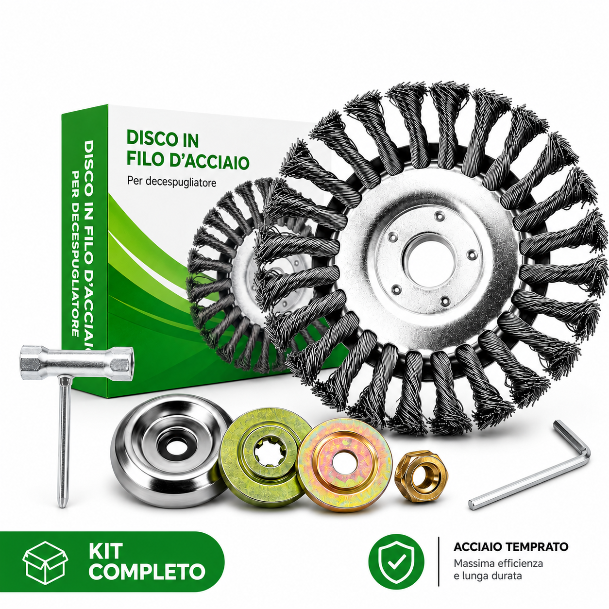 💥-70% OFF | Kit Disco in Filo d’Acciaio per Decespugliatore (Kit Completo di Accessori)