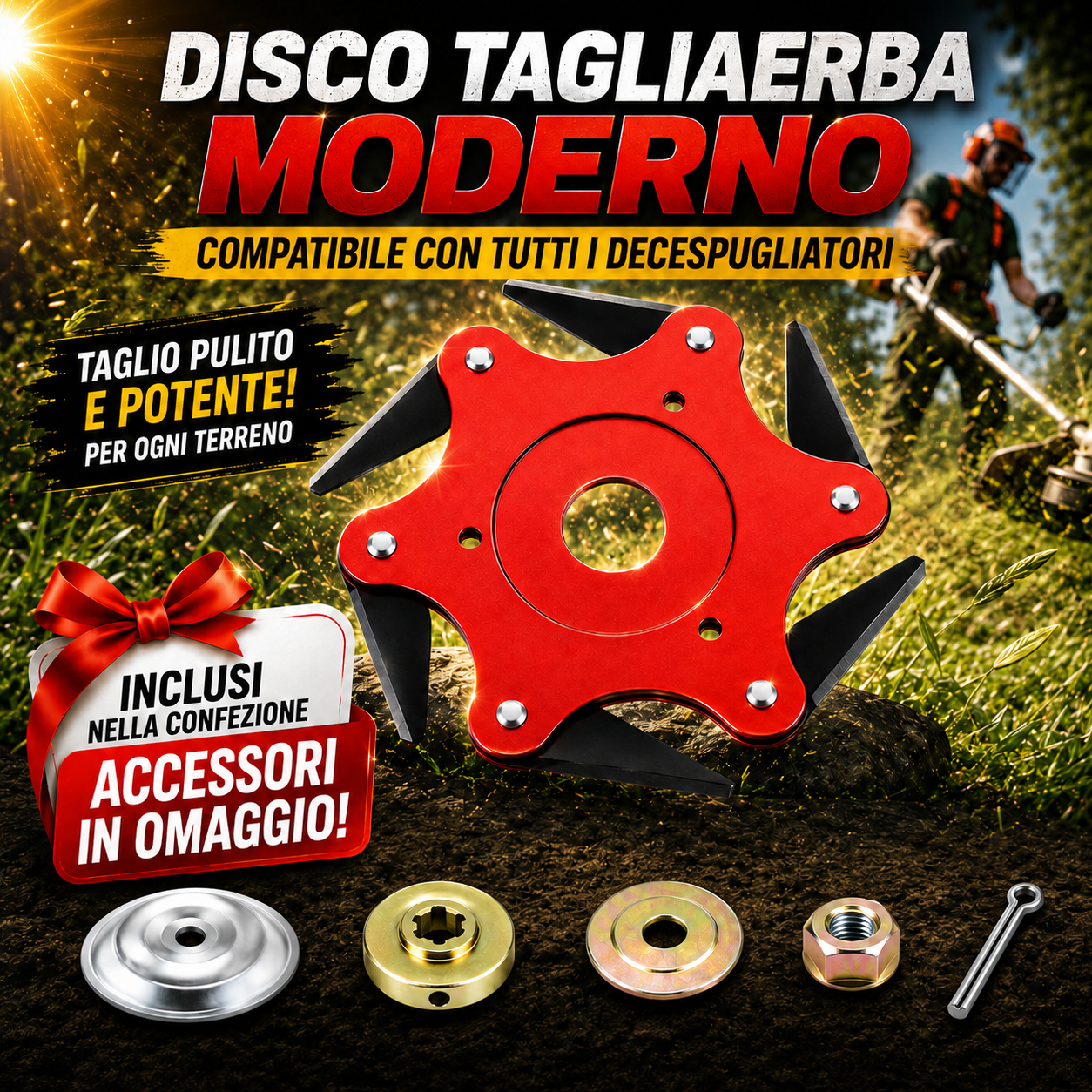 [🎁4 accessori inclusi ] Lama tagliaerba a 6 lame in acciaio al manganese
