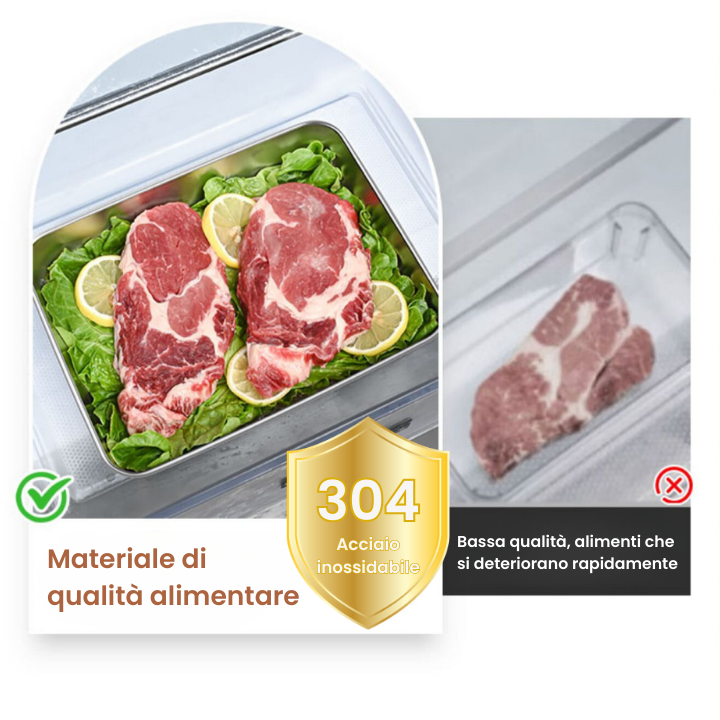 Scatola per alimenti in acciaio inossidabile S304 (25 x 19,5 x 5 cm) (TT)