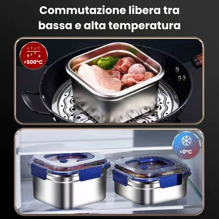 Grande scatola per alimenti in acciaio inossidabile 316 con capacità di 1800 ml