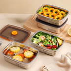 Scatola ermetica per alimenti in acciaio inox antibatterico – 1000 ml (19x13,5x5,5 cm) (LTT)