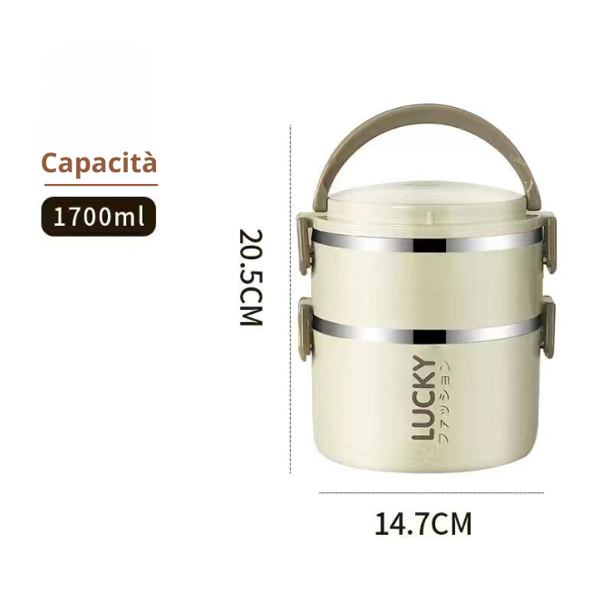 Set di scatola per il pranzo a 2 livelli con borsa termica Lucky Box