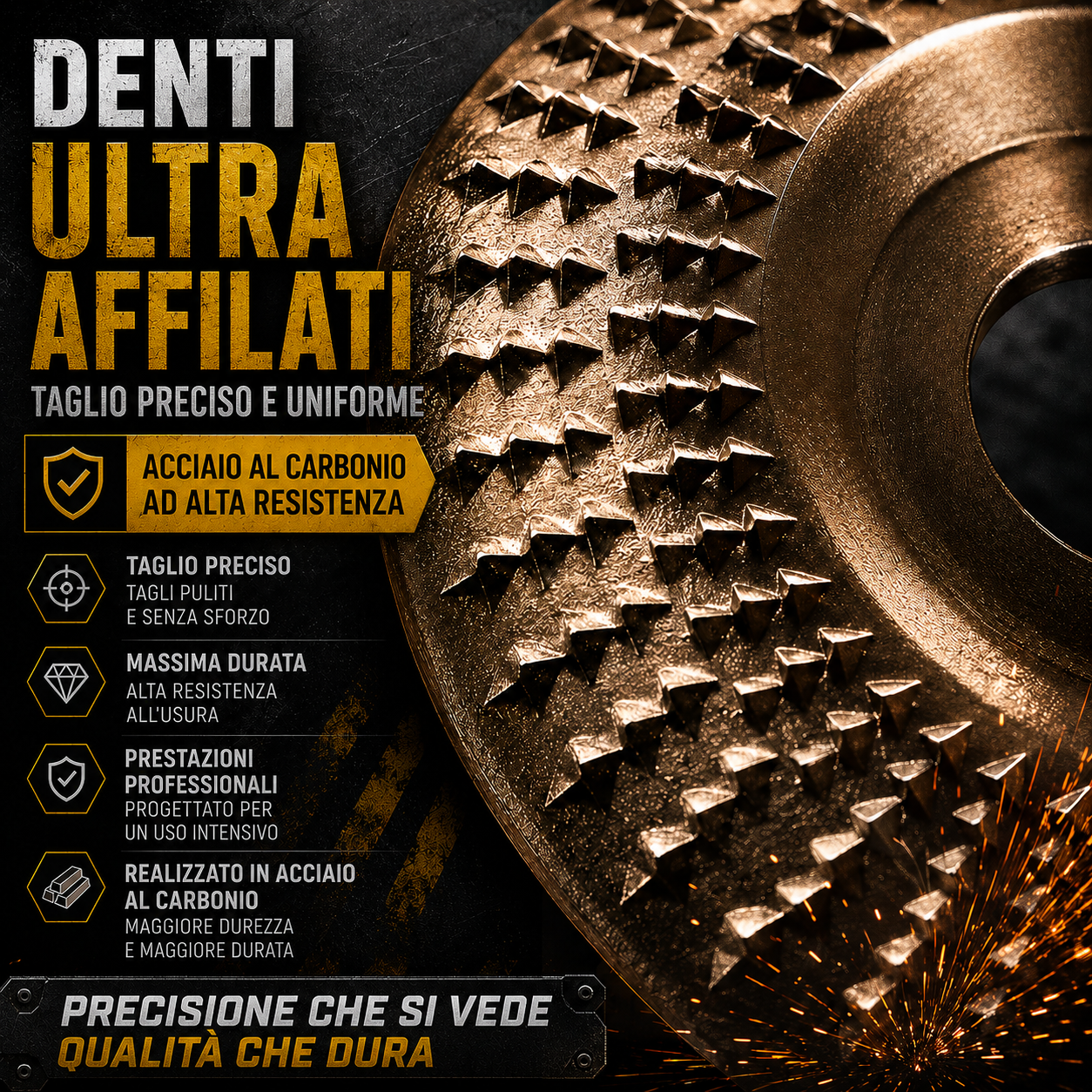 ✦Set Da 3 Dischi Da Smerigliatura In Acciaio Al Carbonio Per Legno | Piatto - Curvo - Inclinato
