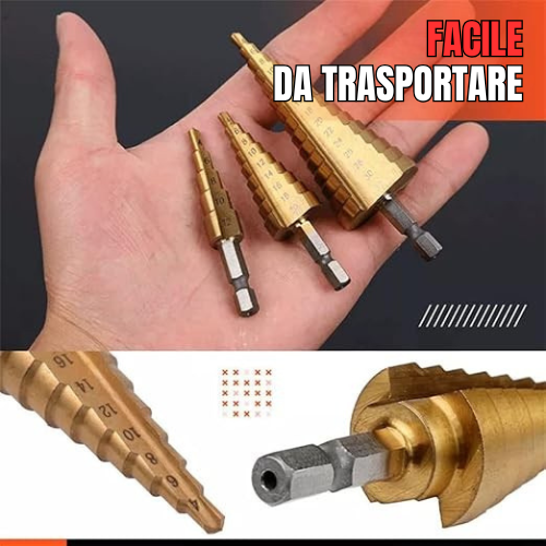TitanDrill™ – Set di Punte a Gradini in Titanio (6 Punte Multifunzionali)