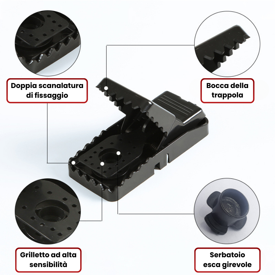 Trappola per topi - Trappola ad alta resistenza - Utilizzabile fino a 10 anni