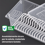 Foody™ Box – Set di 4 scatole per alimenti, senza BPA, mantiene la freschezza, adatto a frigorifero e microonde