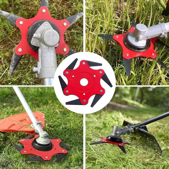 Risparmia fino all'80% del tempo nella cura del giardino – Testina tagliaerba a 6 lame in acciaio, rotazione indipendente, senza rotture né inceppamenti!