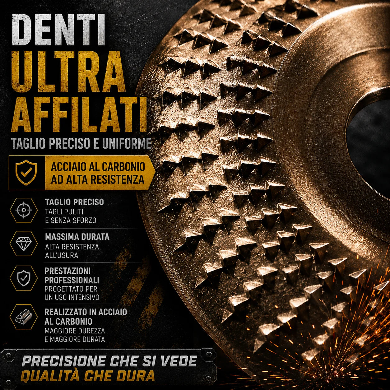 🛠️ Set 3 Dischi Abrasivi per Legno – Acciaio al Carbonio | Piatto, Curvo, Inclinato