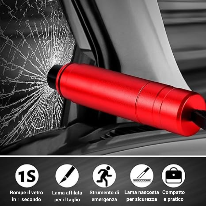 Strumento di fuga rapida per rompere il finestrino dell'auto