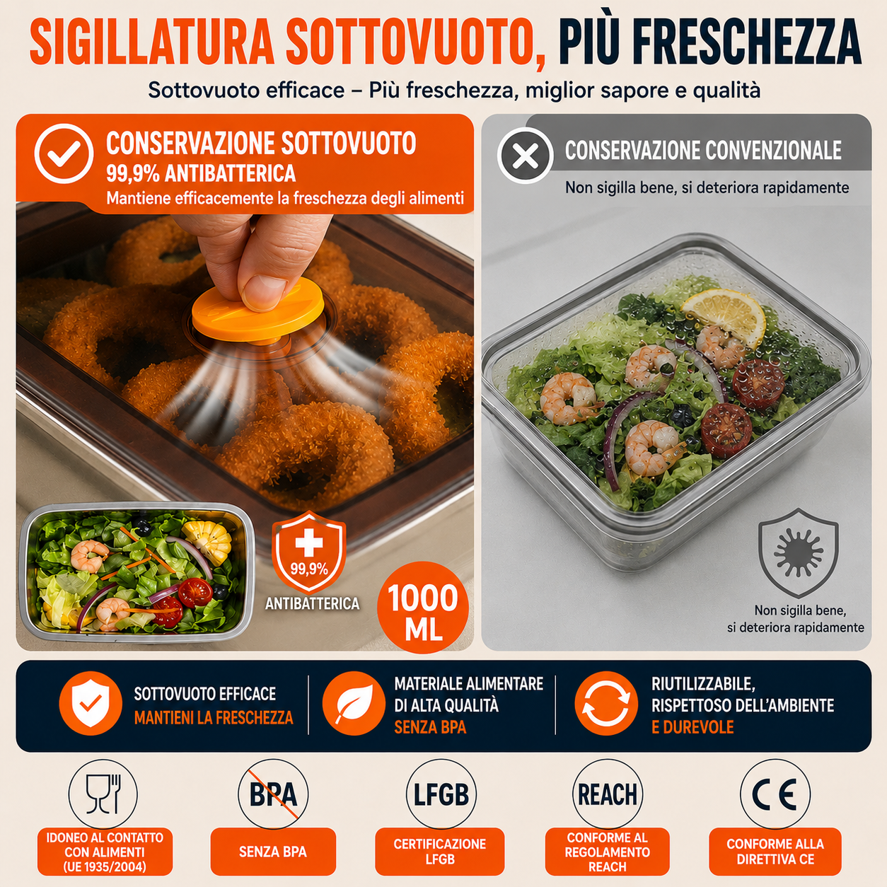 🛡Scatola Ermetica In Acciaio Inox Tedesco 316 Per Conservare Gli Alimenti