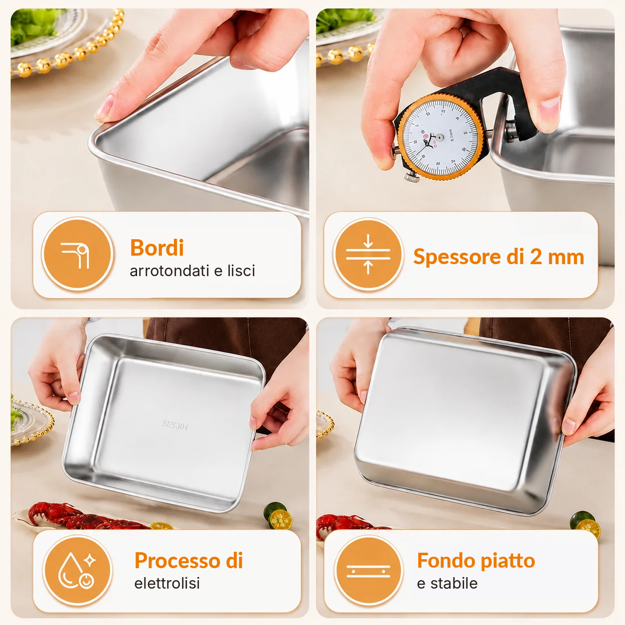Portane a casa 12, pagane 6 | Contenitori in acciaio inox 304 da 2000 ml