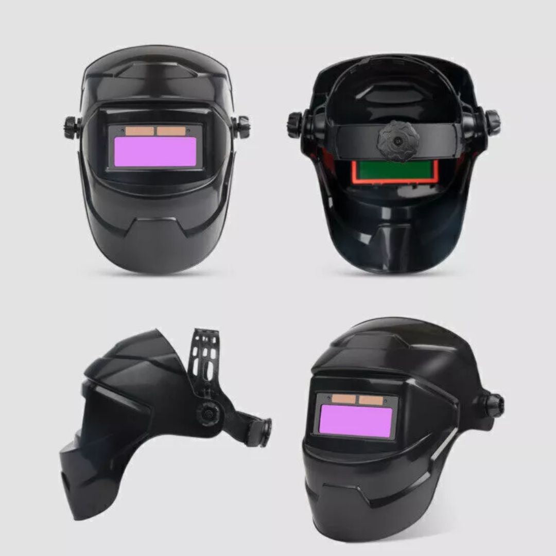 Maschera di saldatura auto-oscurante di alta qualità con luce LED, casco leggero, protezione completa degli occhi