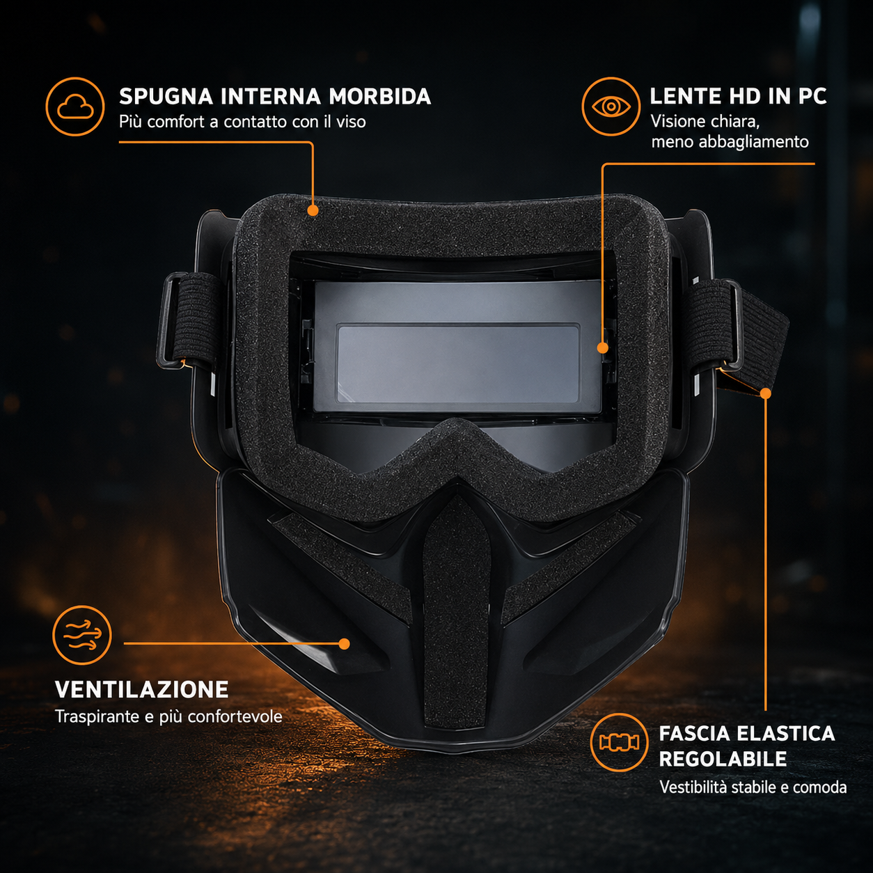 Maschera da Saldatura Automatica 0,1ms | Smontabile in 2 Parti