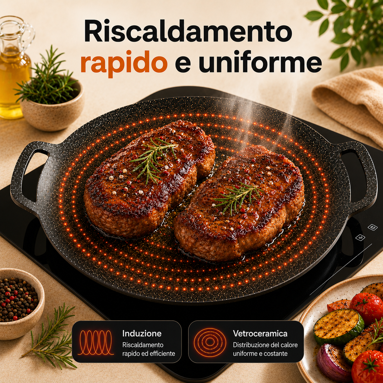 🍳 Padella in pietra Maifan antiaderente a 6 strati compatibile con induzione