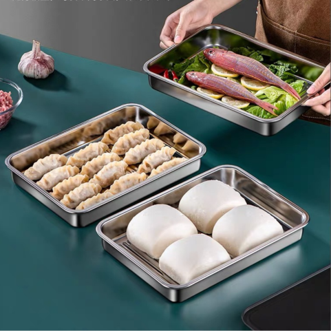 [Set 6 + 🎁 3 Gratis] Vassoio per alimenti in acciaio inossidabile 316 (22,5*15*6 cm)