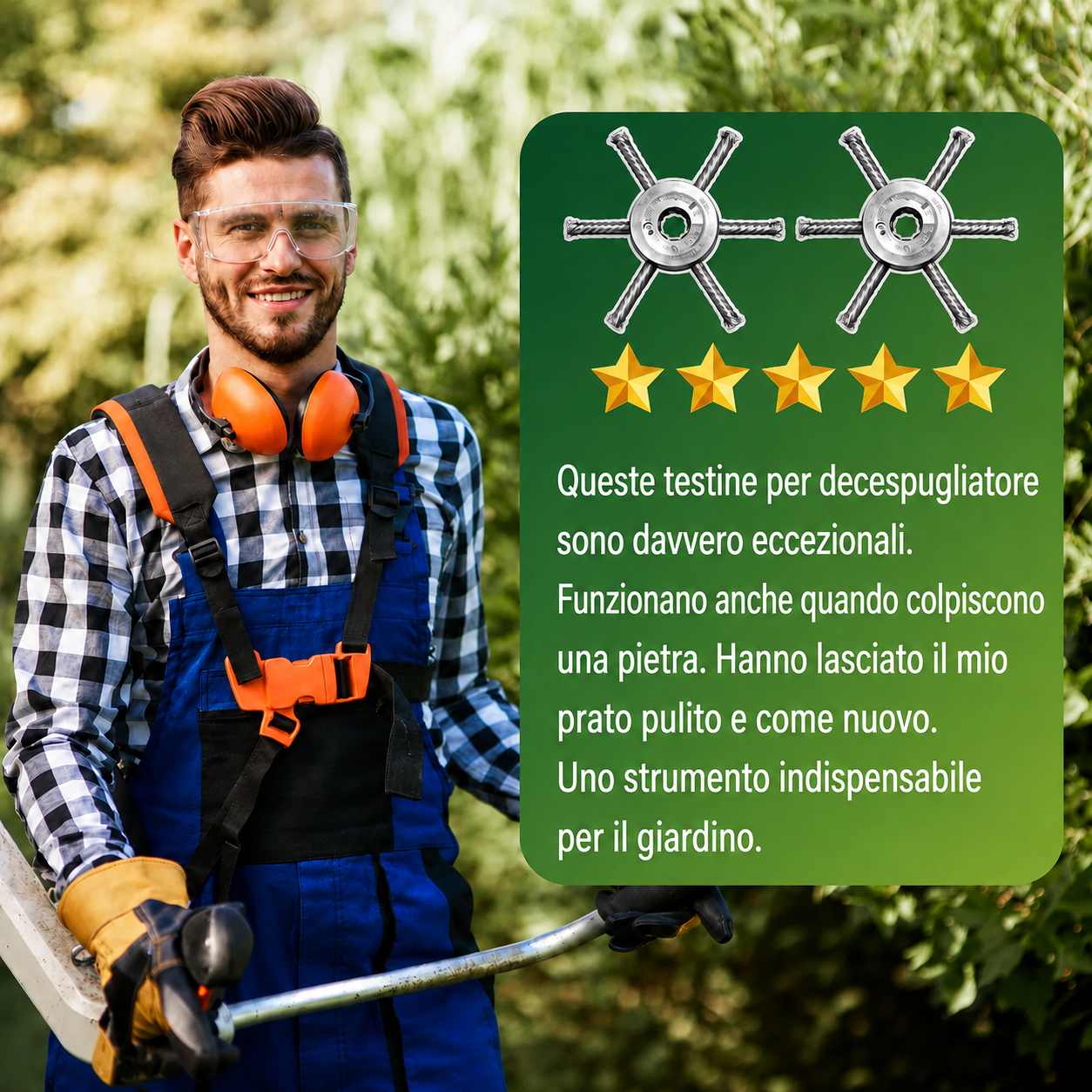 Testina per Decespugliatore Universale — 6 Lame in Acciaio al Carbonio Temprato | Durata 10 Anni