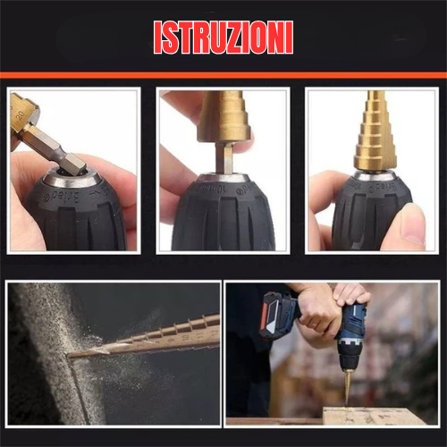 TitanDrill™ – Set di Punte a Gradini in Titanio (6 Punte Multifunzionali)