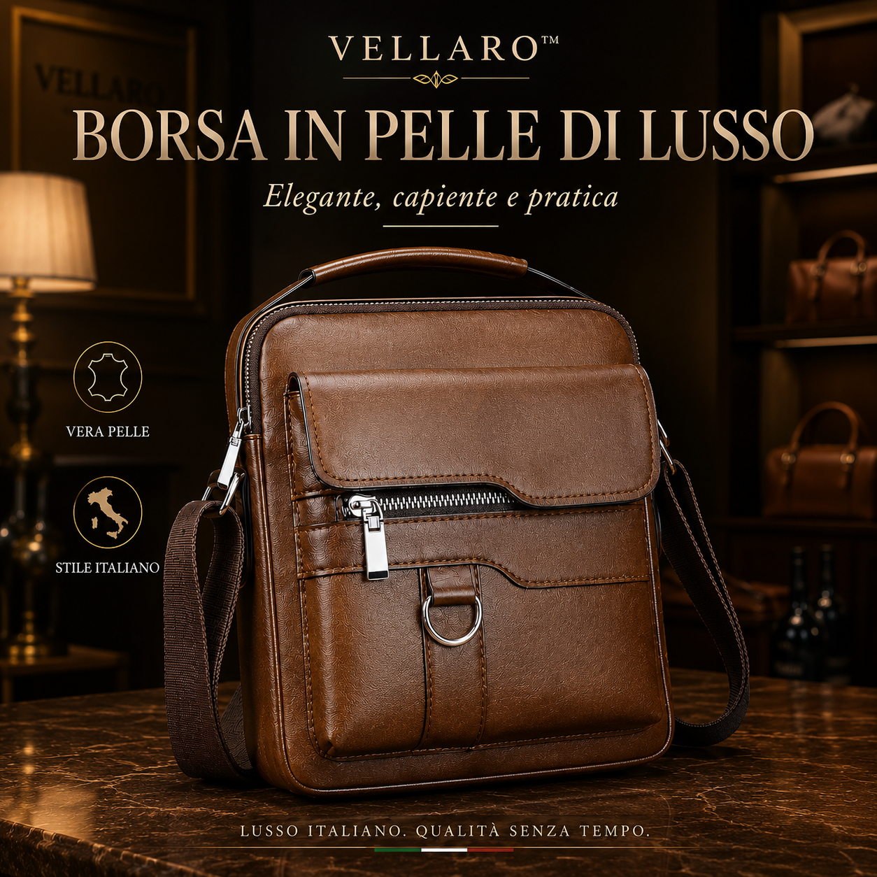 ✨  Borsa a tracolla unisex in pelle bovina pieno fiore, impermeabile e antigraffio, stile vintage