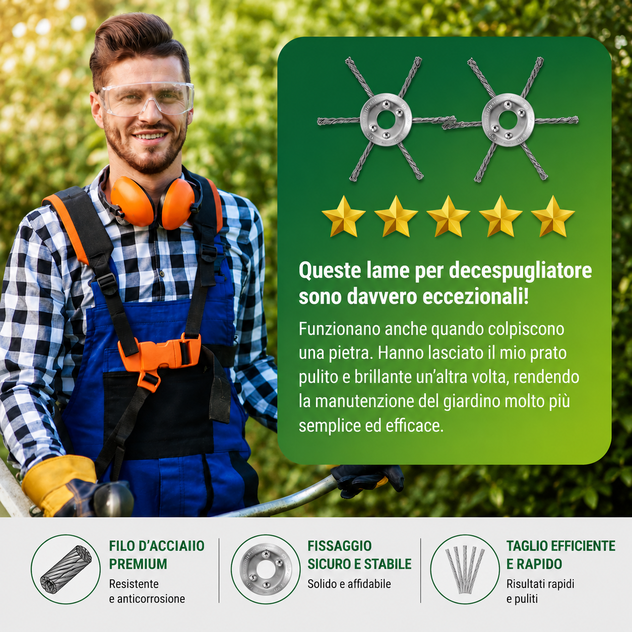💥Testina Tagliaerba 6 Fili Acciaio Inossidabile — Anti-Blocco