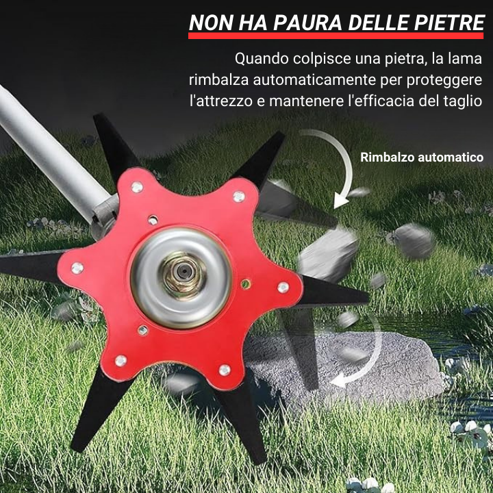 Lama per prato con 6 denti in acciaio (Accessori inclusi) (LTT)
