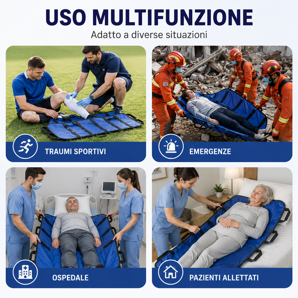 Telo di trasferimento per anziani e pazienti — 6 maniglie rinforzate, lavabile