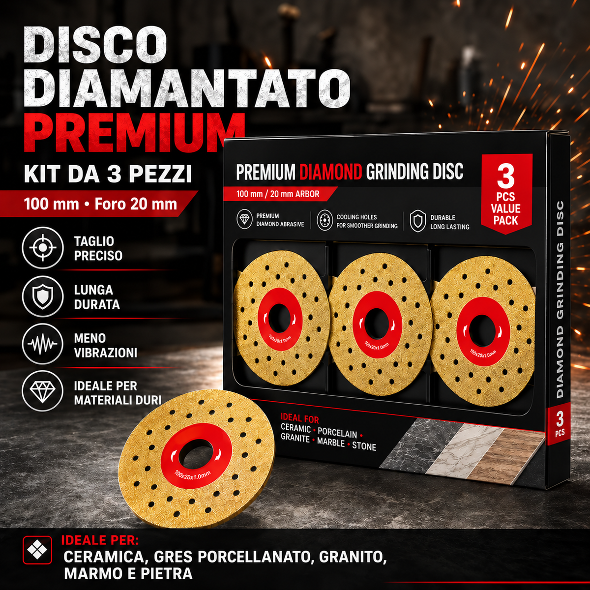 ⚡ Disco diamantato multifunzione 2 in 1 per taglio e levigatura