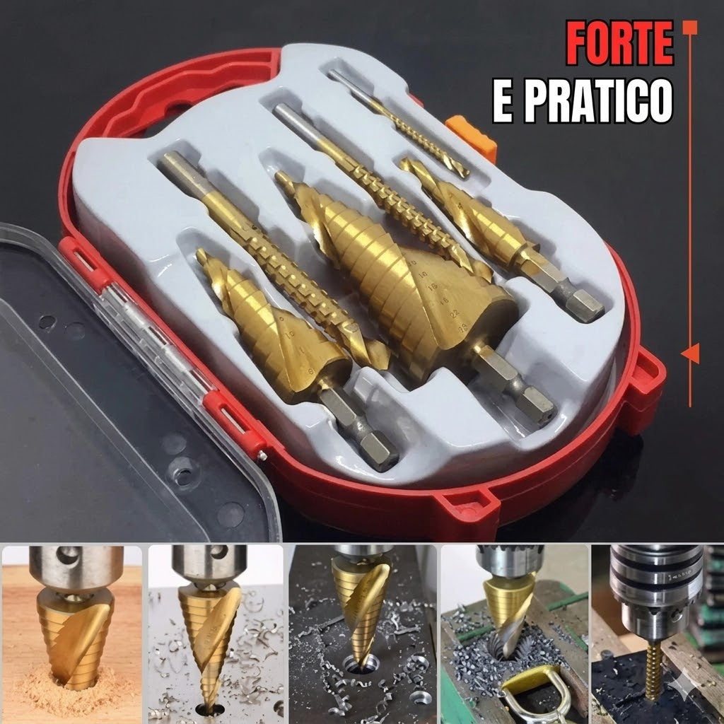 ⚡TitanDrill™ – Set di Punte a Gradini in Titanio (6 Punte Multifunzionali)