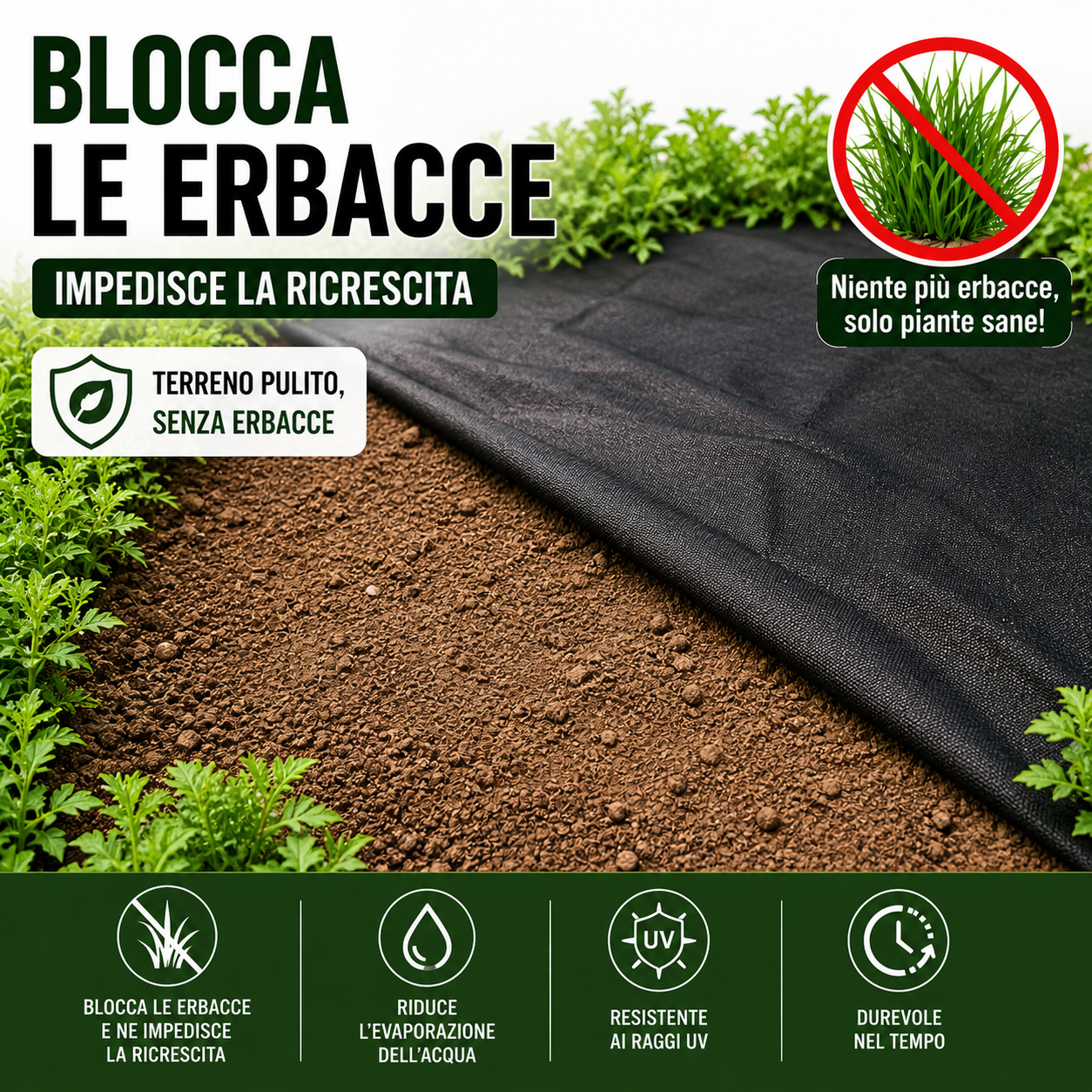 🌱 Telo Anti-Erbacce - Stop Alle Erbacce, Piante Più Forti e Sane