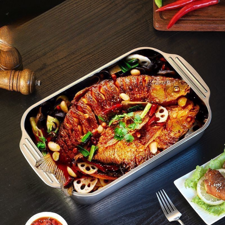 Vassoio Di Cottura In Acciaio Inox SUS304 Per Pentole Calde, Pesce Al Vapore, Cottura Al Forno E Conservazione Degli Alimenti