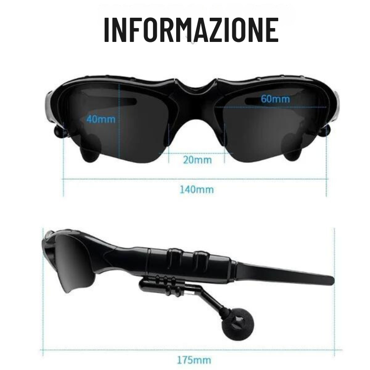 Occhiali da sole Bluetooth, auricolari per occhiali da musica