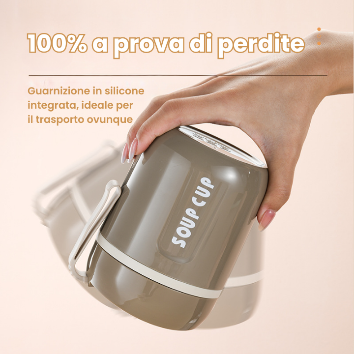 Contenitore per alimenti isolato in acciaio inossidabile da 600 ml con coperchio